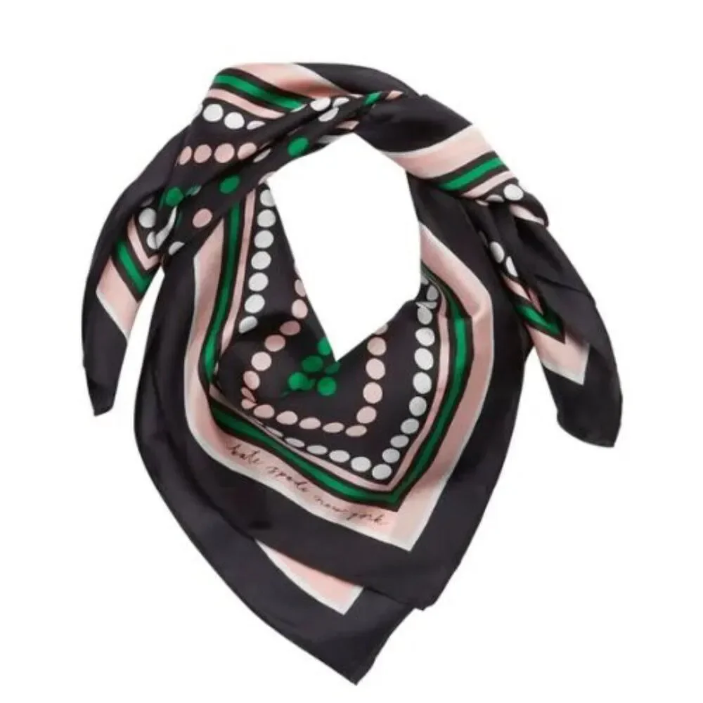 NWT Kate Spade New York Dot & Stripe Silk Scarf - Picture 2 of 5